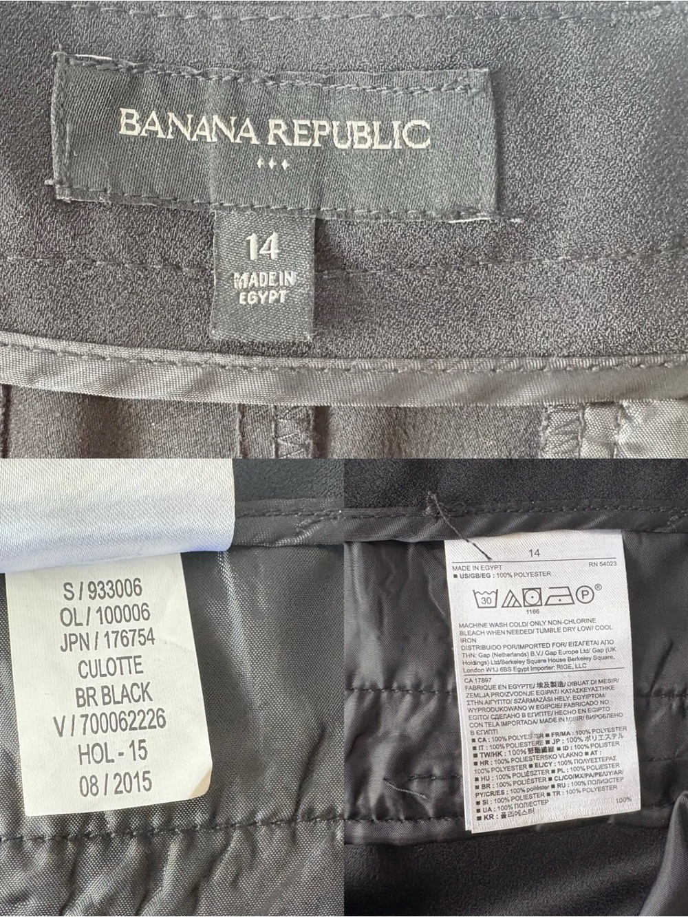 Banana Republic Culottes Wide Leg Tailored Black Cropped Pants Lightweight 12 - Picture 6 of 7